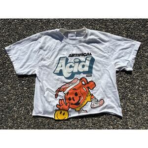 Scum skateboarding Small cropped artificial acid koolaid man smoking punk shirt